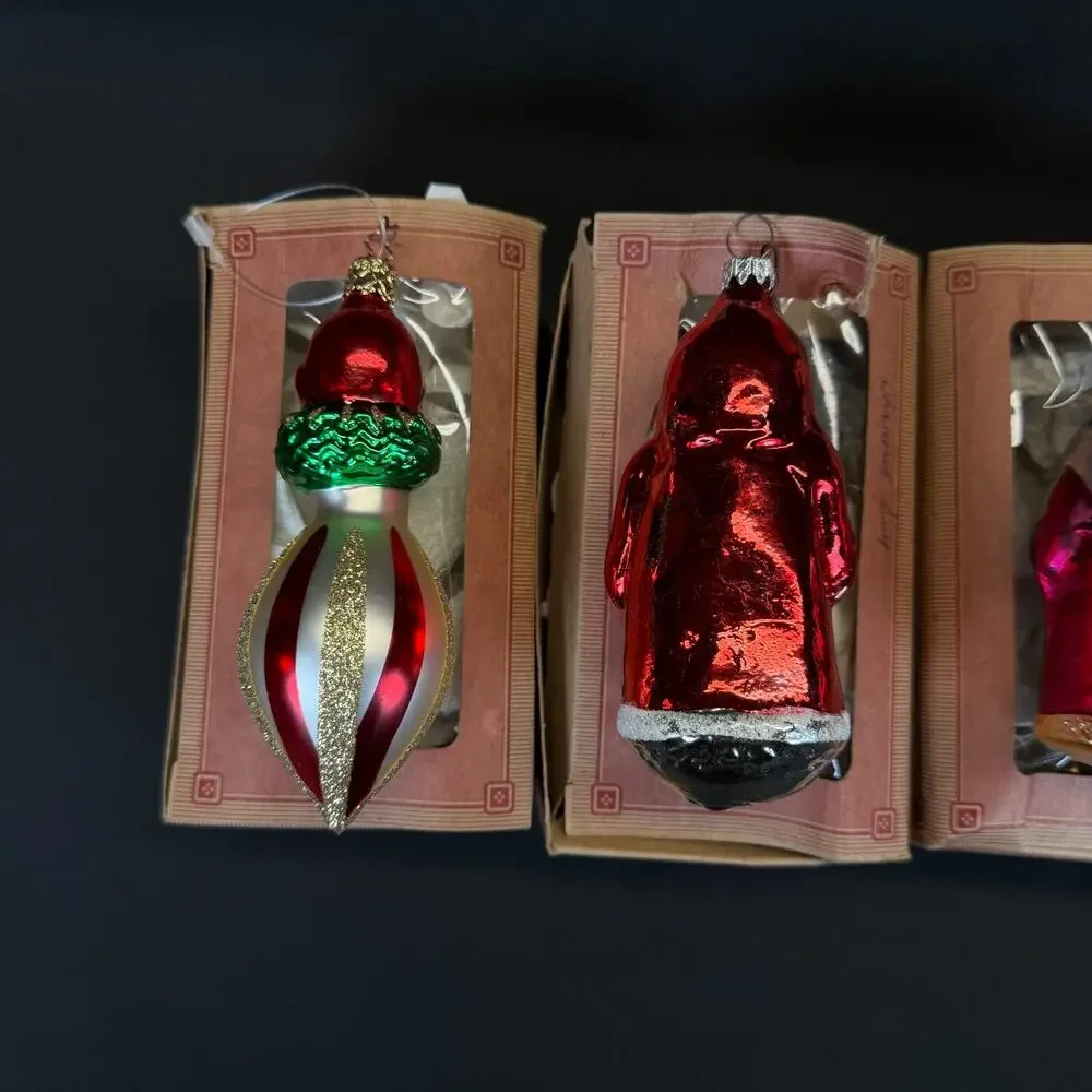 4x Old World Christmas Glass Christmas tree Ornaments Santa Angel Figural in Box